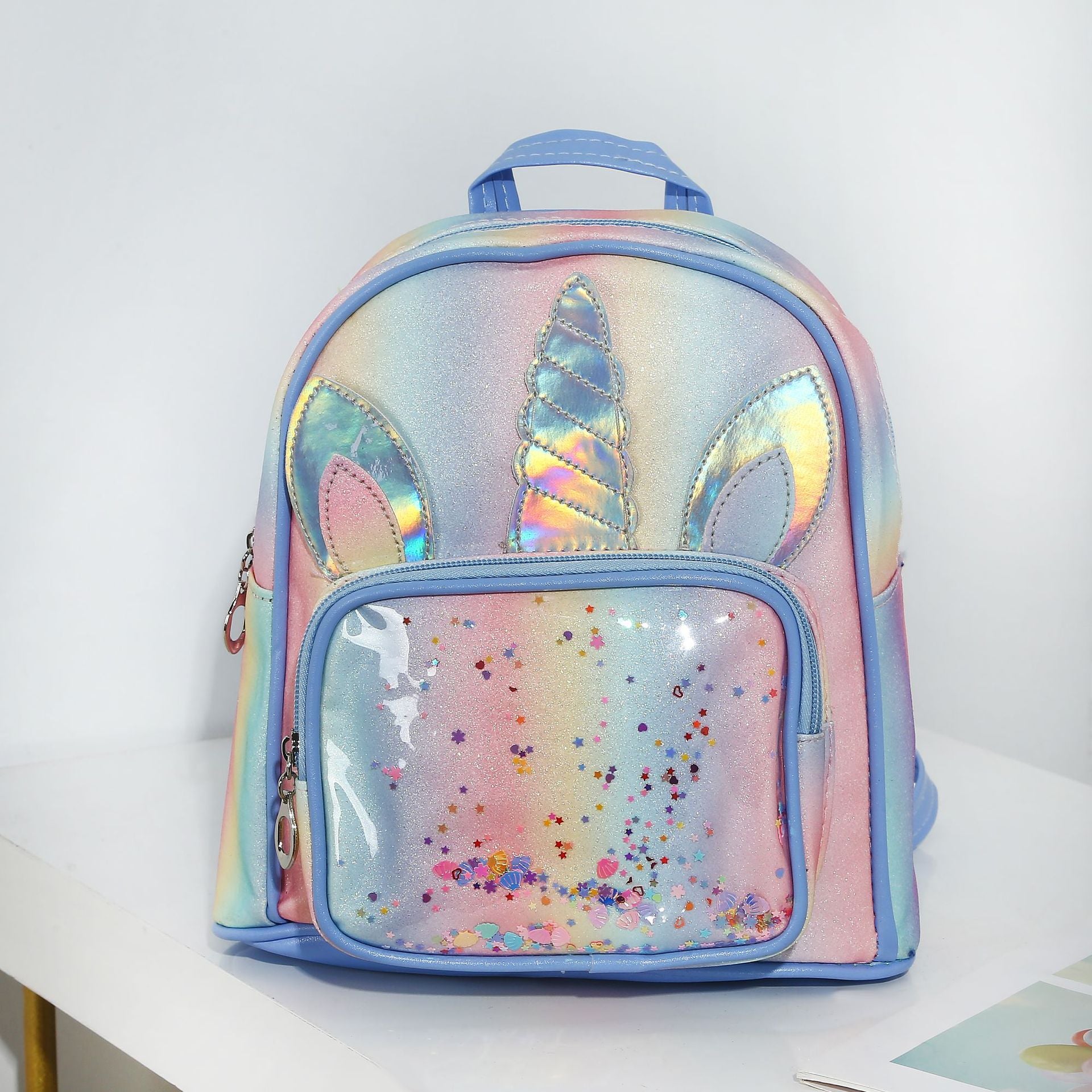 Mochila de unicornio de gradiente de cuero de cuero al por mayor